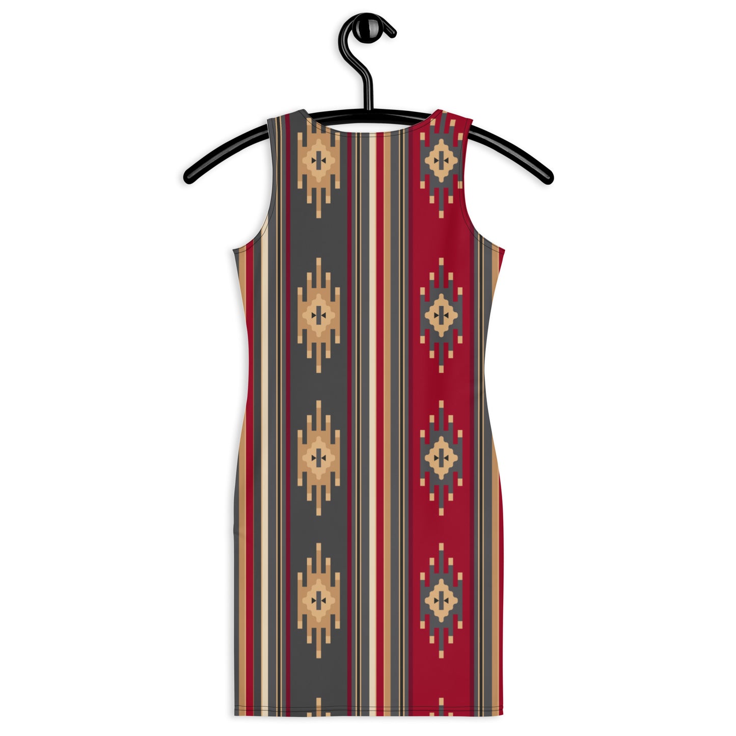 Red And Gold Traditional Retro Sadu Weaving Patterns - Bodycon Dress by Craitza©