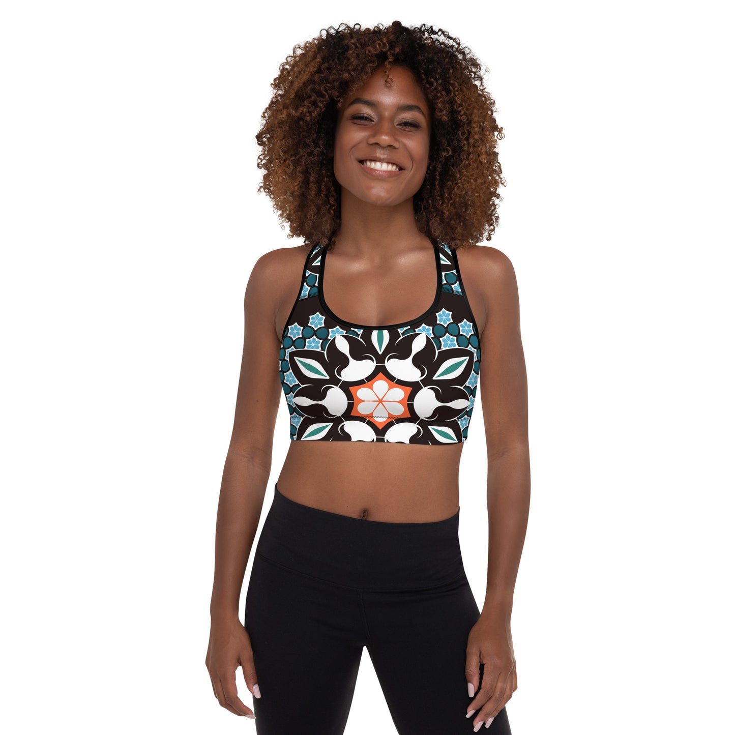 Traditional Arabesque Decorative Ornament - Padded Sports Bra - by Craitza@