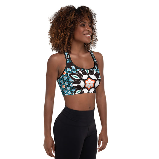 Traditional Arabesque Decorative Ornament - Padded Sports Bra - by Craitza@