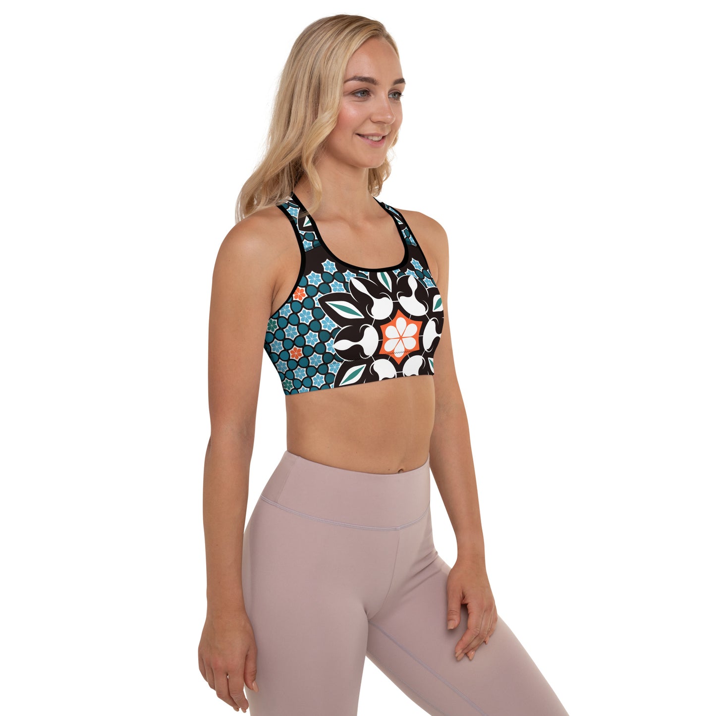 Traditional Arabesque Decorative Ornament - Padded Sports Bra - by Craitza@