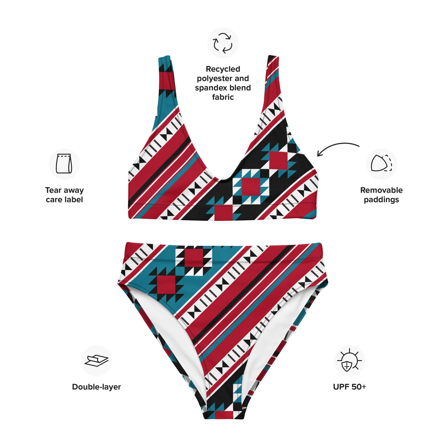 Sadu Diagonal Pattern From The Arabian Gulf Region Recycled high-waisted bikini by Craitza©