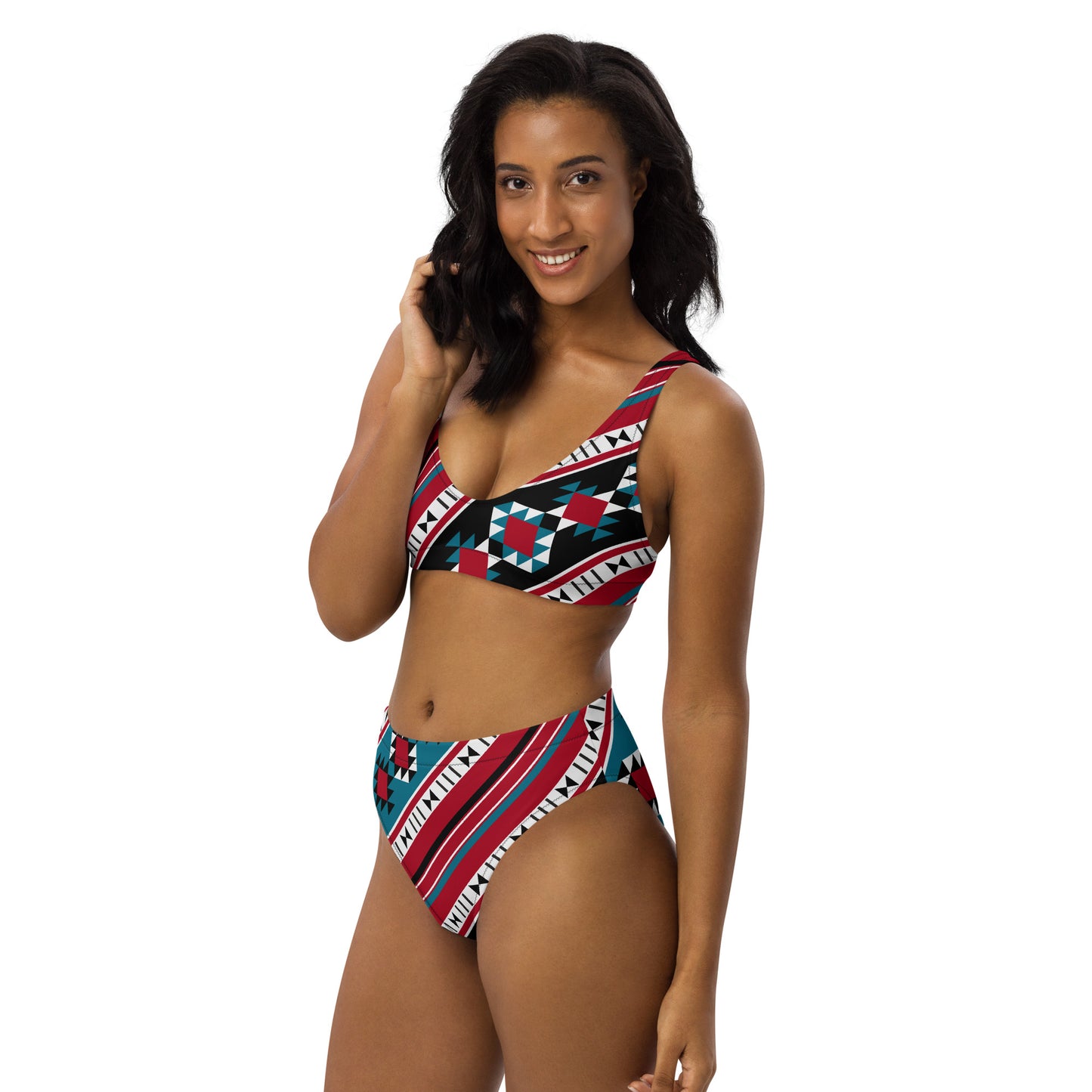 Sadu Diagonal Pattern From The Arabian Gulf Region Recycled high-waisted bikini by Craitza©