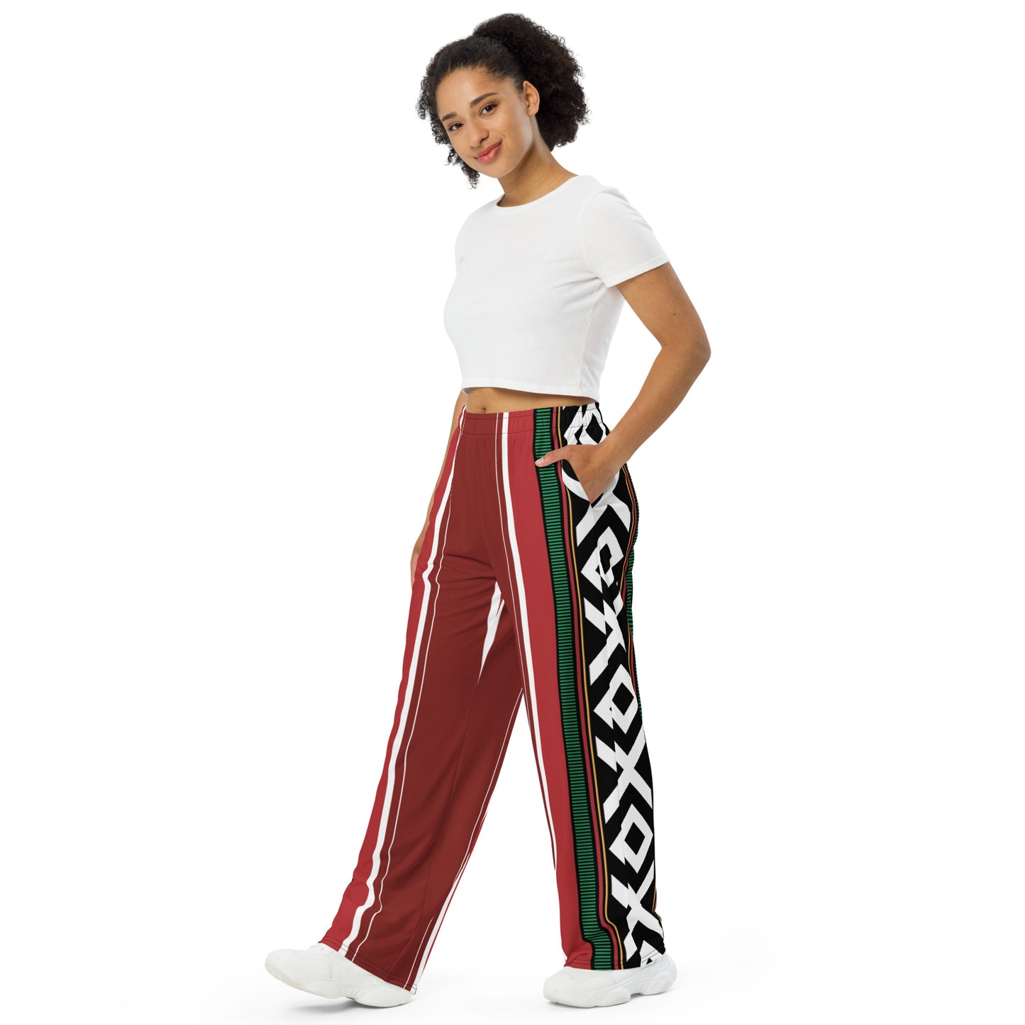 Traditional Handmade Sadu Motif All-over print unisex wide-leg pants