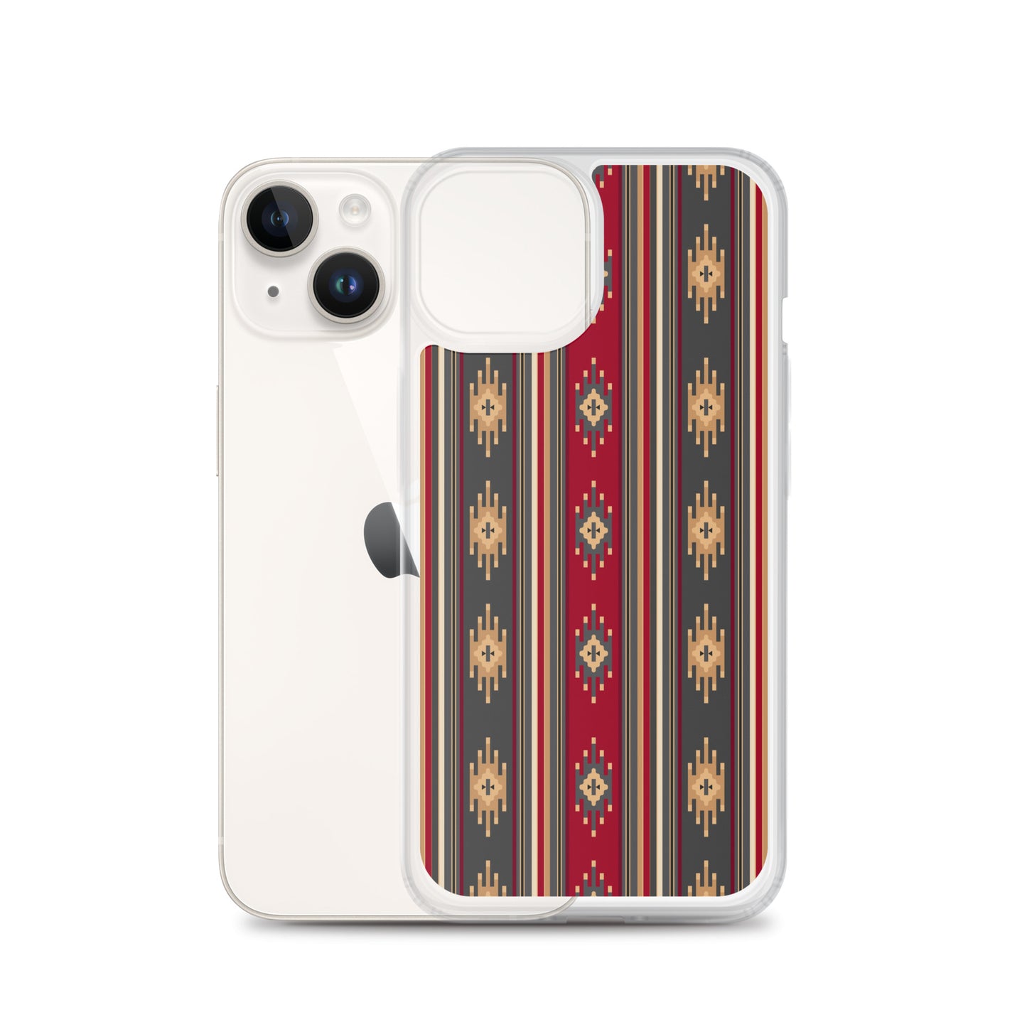 Red And Gold Traditional Retro Sadu Weaving Patterns - Clear Case for iPhone® by Craitza