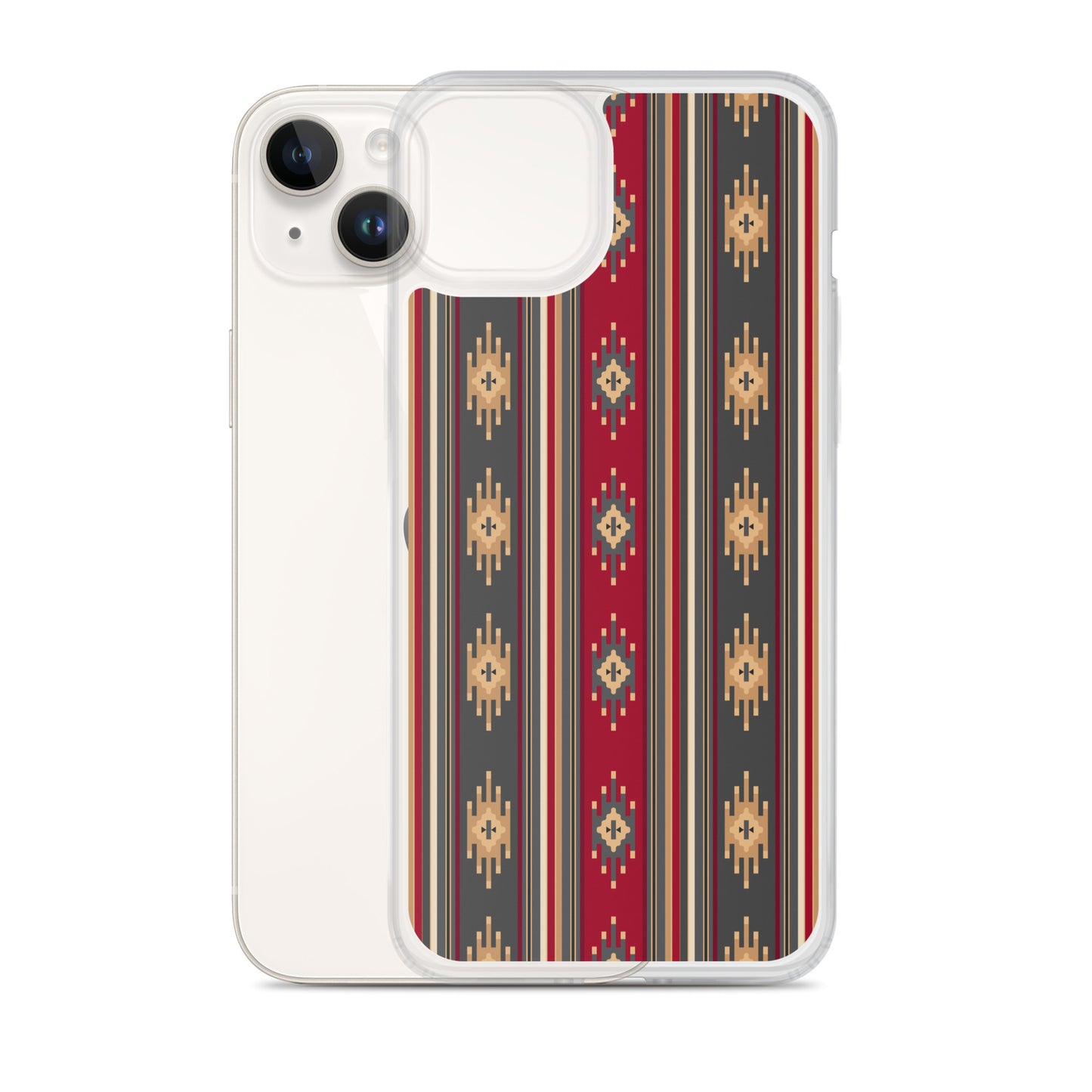 Red And Gold Traditional Retro Sadu Weaving Patterns - Clear Case for iPhone® by Craitza