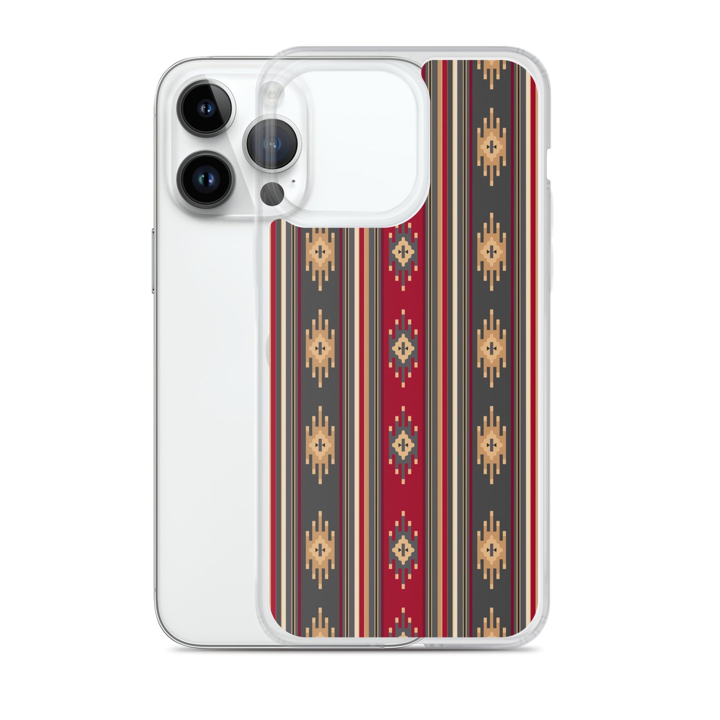 Red And Gold Traditional Retro Sadu Weaving Patterns - Clear Case for iPhone® by Craitza