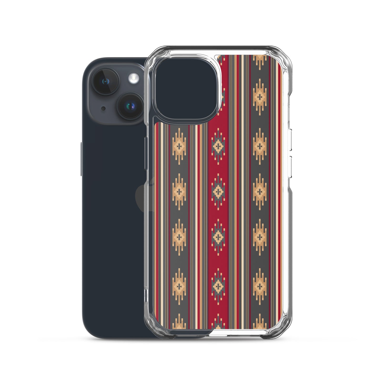 Red And Gold Traditional Retro Sadu Weaving Patterns - Clear Case for iPhone® by Craitza