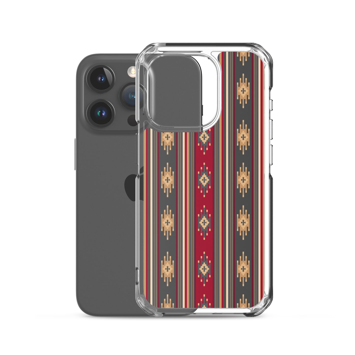 Red And Gold Traditional Retro Sadu Weaving Patterns - Clear Case for iPhone® by Craitza