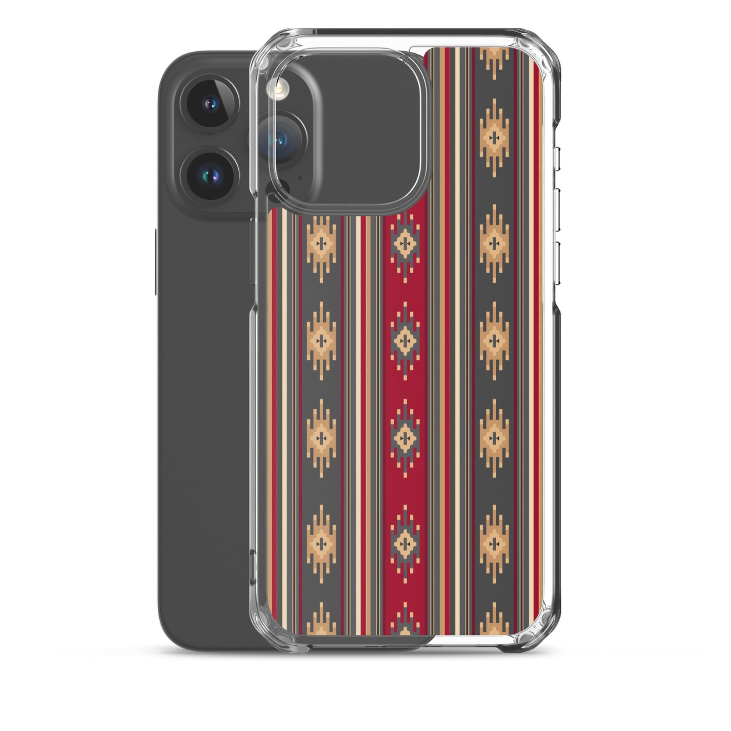 Red And Gold Traditional Retro Sadu Weaving Patterns - Clear Case for iPhone® by Craitza