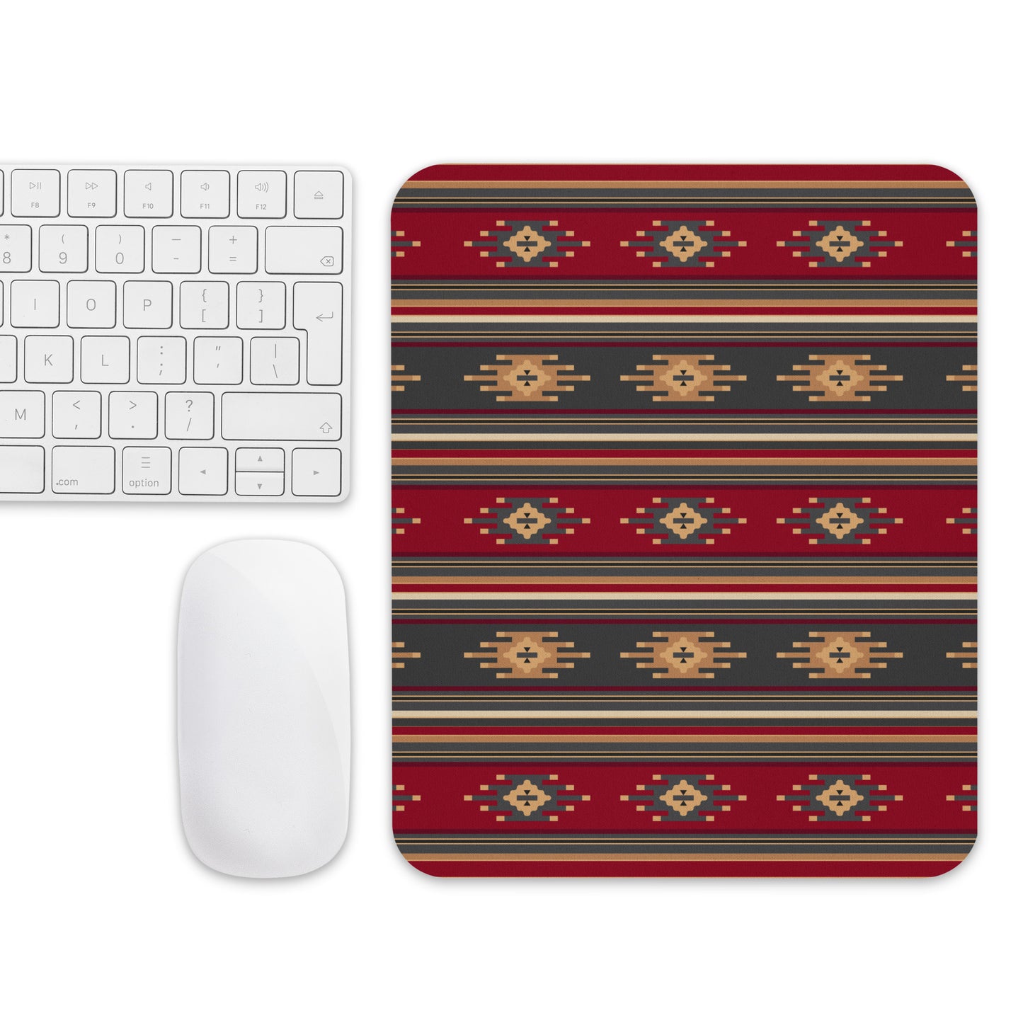 Red And Gold Traditional Retro Weaving Patterns Mouse Pad by Craitza