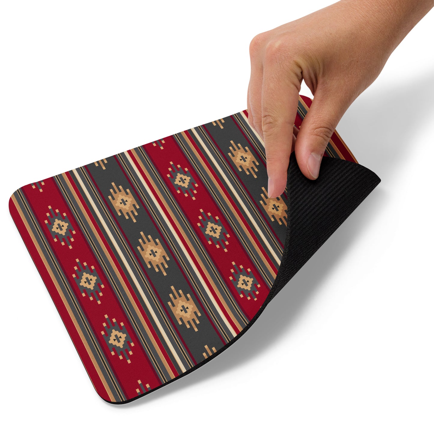 Red And Gold Traditional Retro Weaving Patterns Mouse Pad by Craitza