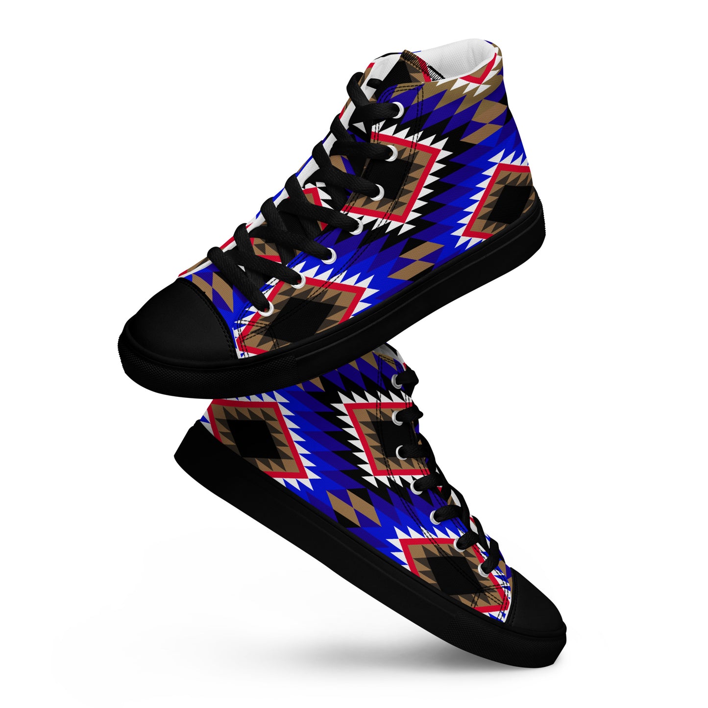 Diamonds Blue Mood Sadu Patterns - Women’s high top canvas shoes by Craitza©