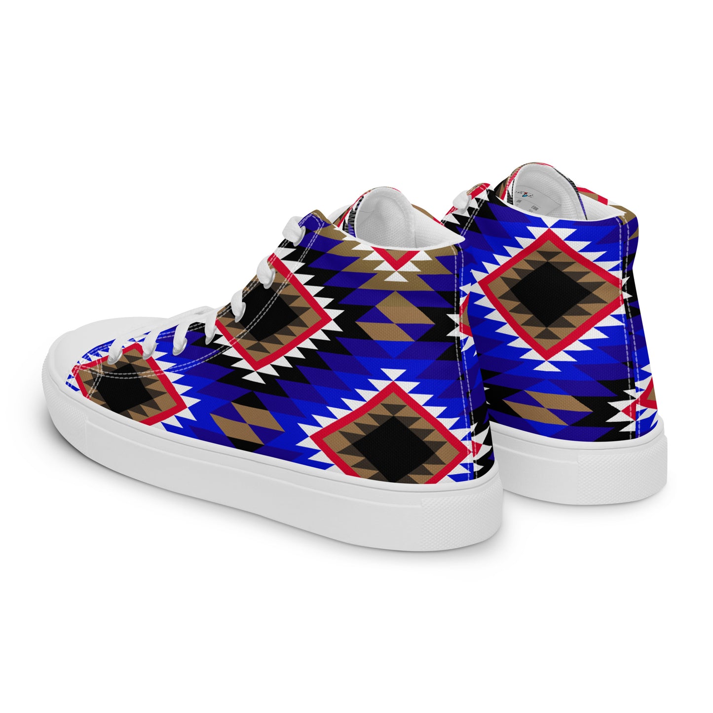 Diamonds Blue Mood Sadu Patterns - Women’s high top canvas shoes by Craitza©