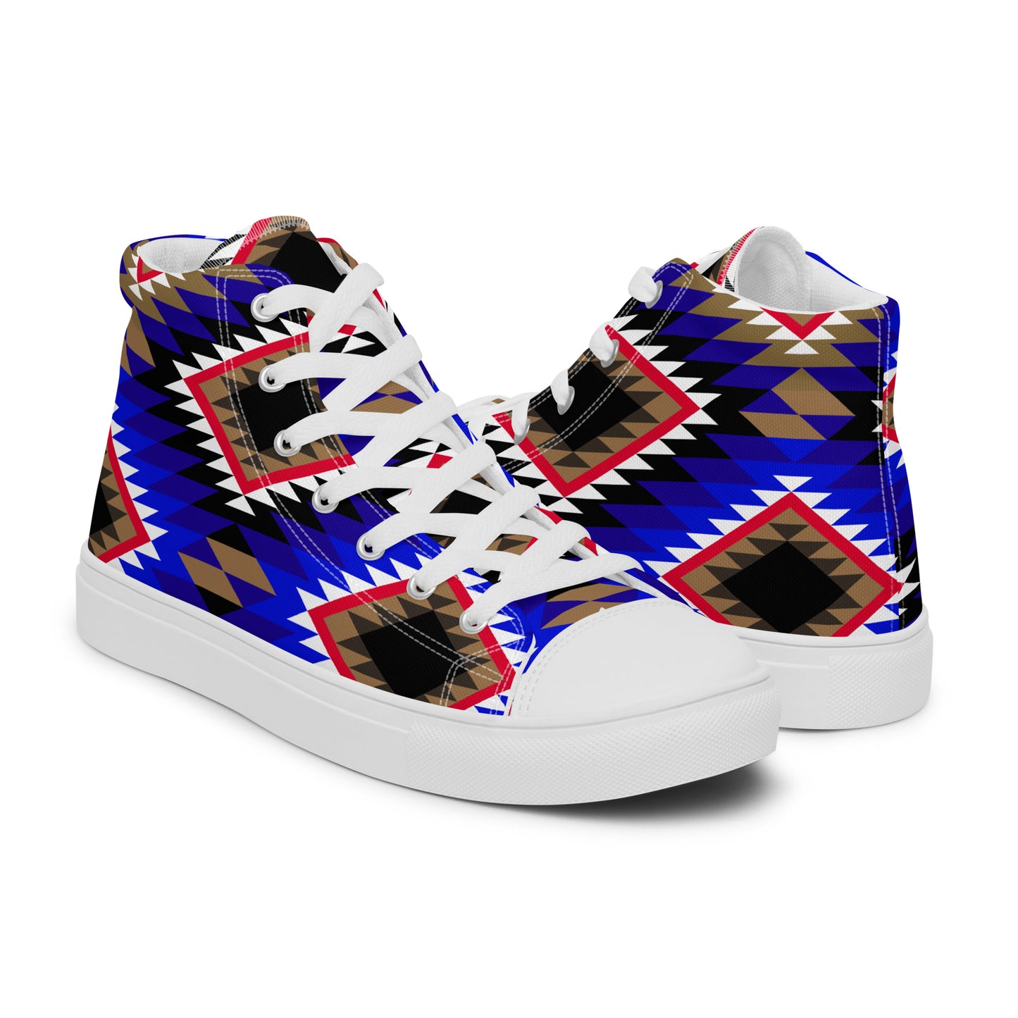 Diamonds Blue Mood Sadu Patterns - Women’s high top canvas shoes by Craitza©