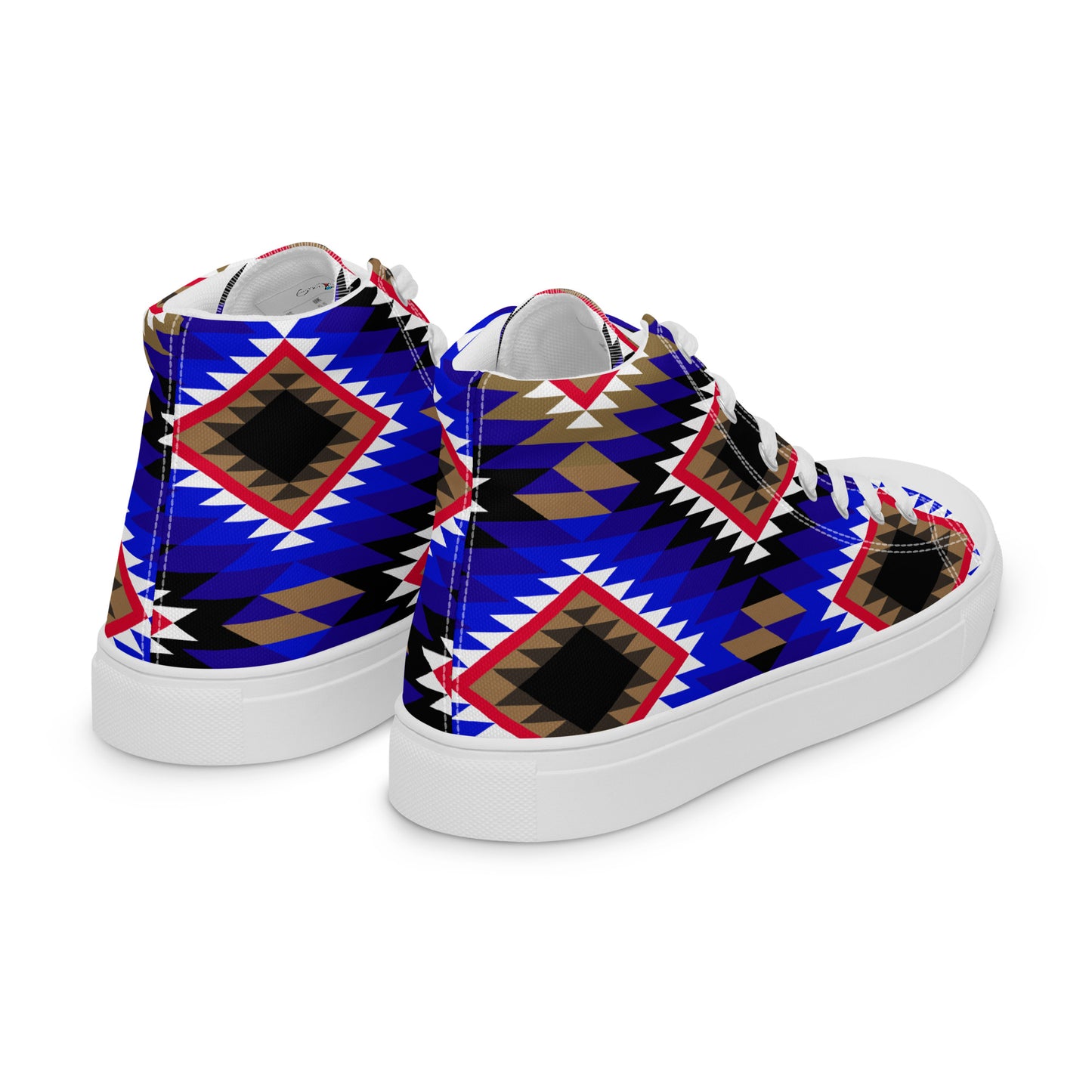 Diamonds Blue Mood Sadu Patterns - Women’s high top canvas shoes by Craitza©